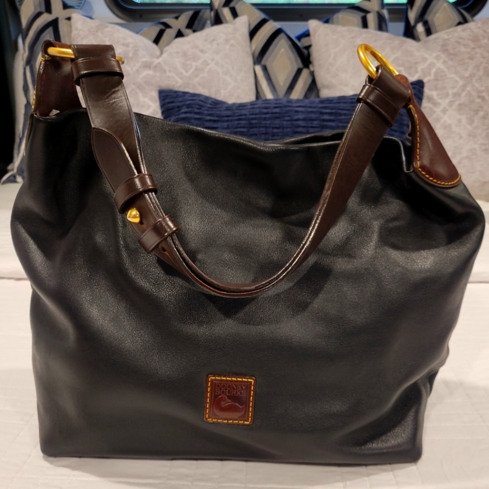 Dooney & Bourke Florentine Black Pebbled Leather Hobo Bag Purse